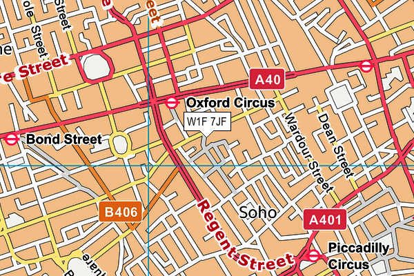 W1F 7JF map - OS VectorMap District (Ordnance Survey)