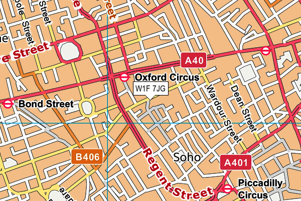W1F 7JG map - OS VectorMap District (Ordnance Survey)