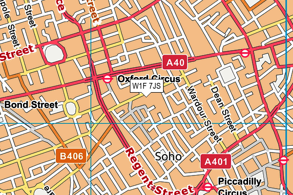 W1F 7JS map - OS VectorMap District (Ordnance Survey)