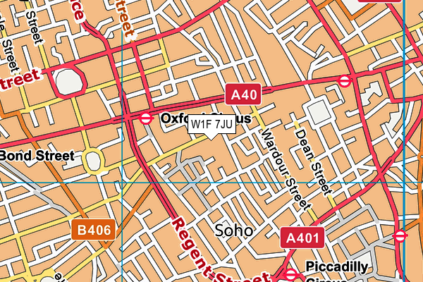 W1F 7JU map - OS VectorMap District (Ordnance Survey)