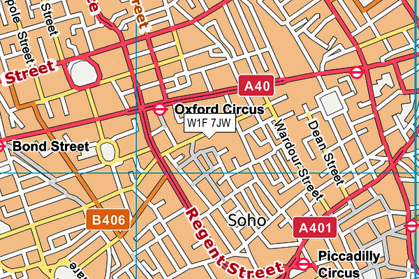 W1F 7JW map - OS VectorMap District (Ordnance Survey)