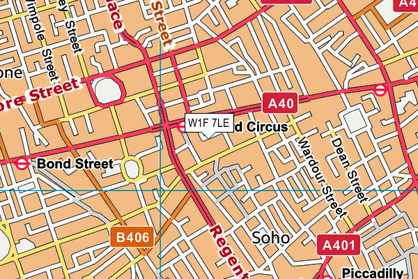 W1F 7LE map - OS VectorMap District (Ordnance Survey)