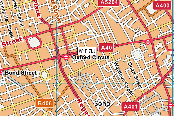 W1F 7LJ map - OS VectorMap District (Ordnance Survey)