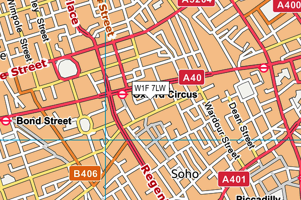 W1F 7LW map - OS VectorMap District (Ordnance Survey)
