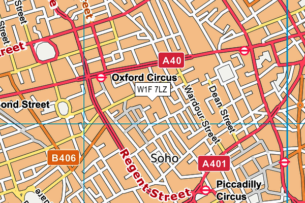 W1F 7LZ map - OS VectorMap District (Ordnance Survey)