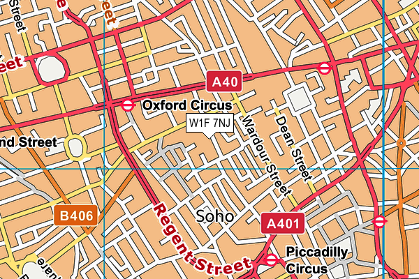 W1F 7NJ map - OS VectorMap District (Ordnance Survey)