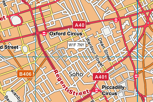 W1F 7NY map - OS VectorMap District (Ordnance Survey)