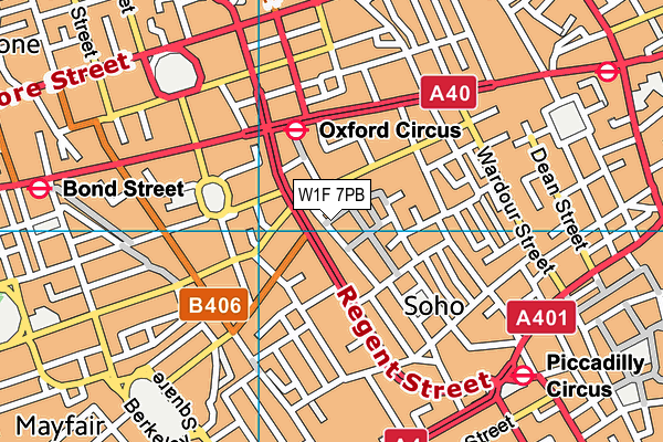 W1F 7PB map - OS VectorMap District (Ordnance Survey)