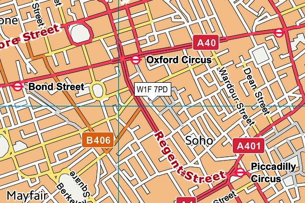 W1F 7PD map - OS VectorMap District (Ordnance Survey)