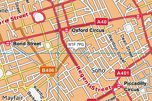 W1F 7PG map - OS VectorMap District (Ordnance Survey)