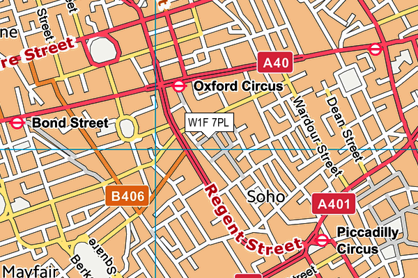 W1F 7PL map - OS VectorMap District (Ordnance Survey)