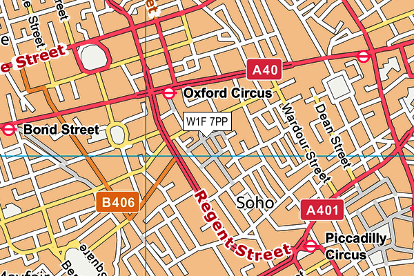 W1F 7PP map - OS VectorMap District (Ordnance Survey)