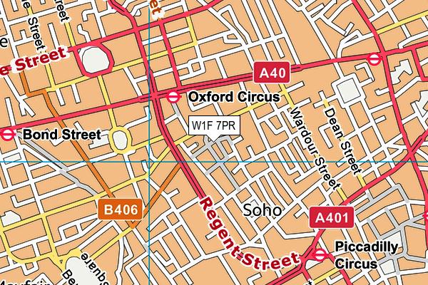 W1F 7PR map - OS VectorMap District (Ordnance Survey)