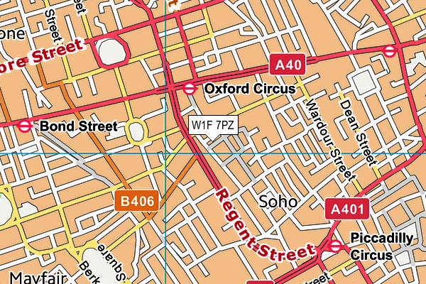 W1F 7PZ map - OS VectorMap District (Ordnance Survey)