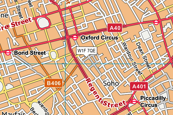 W1F 7QE map - OS VectorMap District (Ordnance Survey)