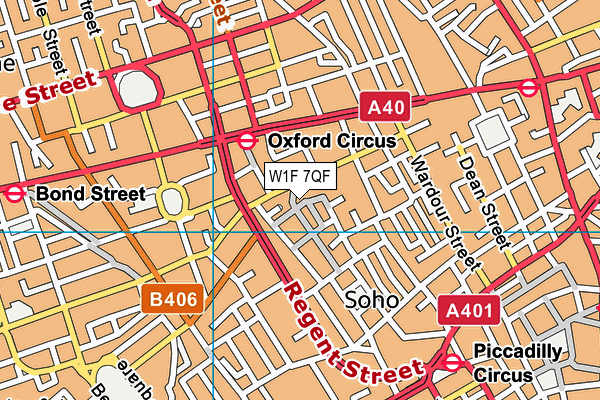 W1F 7QF map - OS VectorMap District (Ordnance Survey)