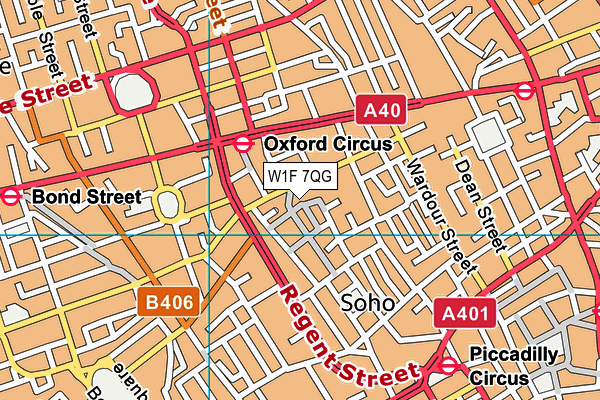 W1F 7QG map - OS VectorMap District (Ordnance Survey)