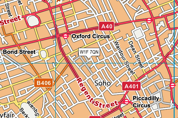 W1F 7QN map - OS VectorMap District (Ordnance Survey)