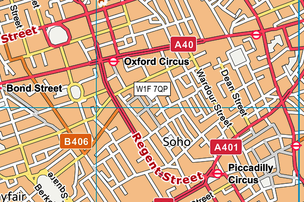 W1F 7QP map - OS VectorMap District (Ordnance Survey)