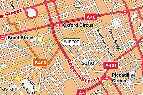 W1F 7QT map - OS VectorMap District (Ordnance Survey)