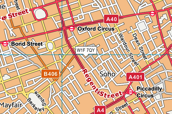 W1F 7QY map - OS VectorMap District (Ordnance Survey)
