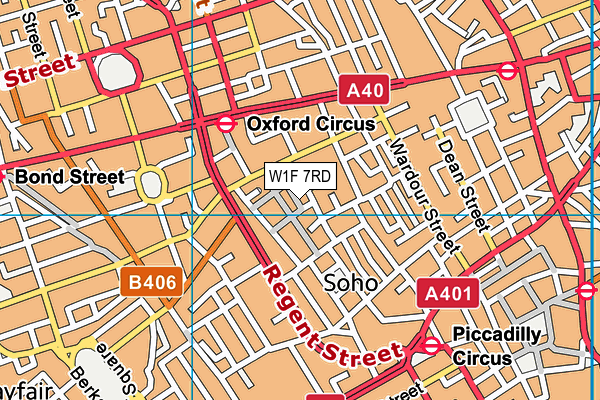 W1F 7RD map - OS VectorMap District (Ordnance Survey)