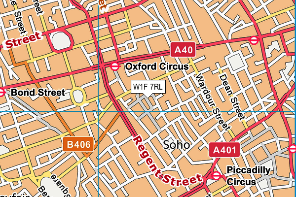 W1F 7RL map - OS VectorMap District (Ordnance Survey)
