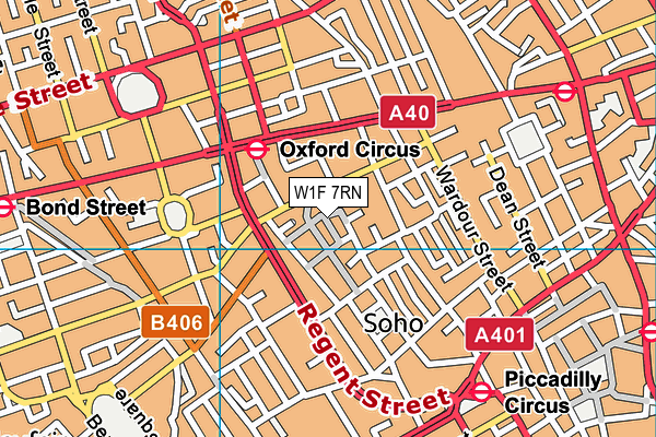 W1F 7RN map - OS VectorMap District (Ordnance Survey)