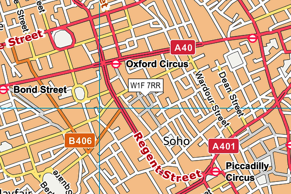 W1F 7RR map - OS VectorMap District (Ordnance Survey)