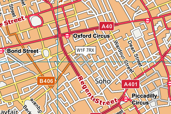 W1F 7RX map - OS VectorMap District (Ordnance Survey)