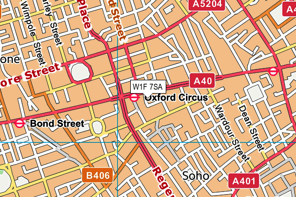W1F 7SA map - OS VectorMap District (Ordnance Survey)