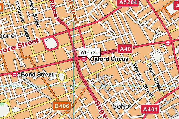 W1F 7SD map - OS VectorMap District (Ordnance Survey)