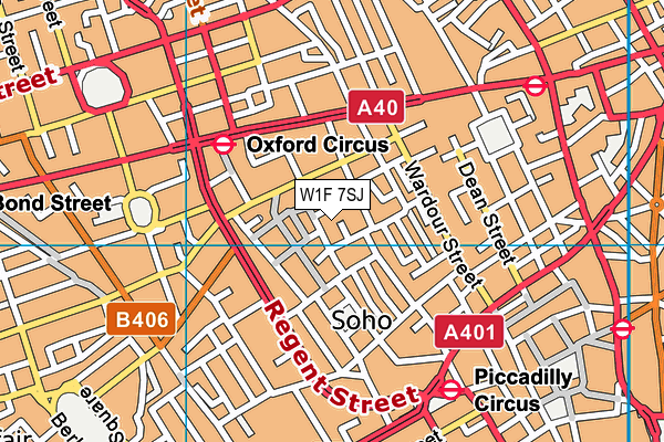 W1F 7SJ map - OS VectorMap District (Ordnance Survey)