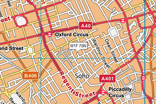 W1F 7SN map - OS VectorMap District (Ordnance Survey)