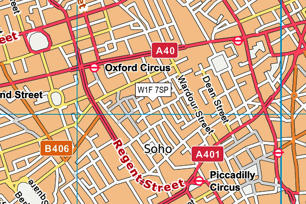 W1F 7SP map - OS VectorMap District (Ordnance Survey)