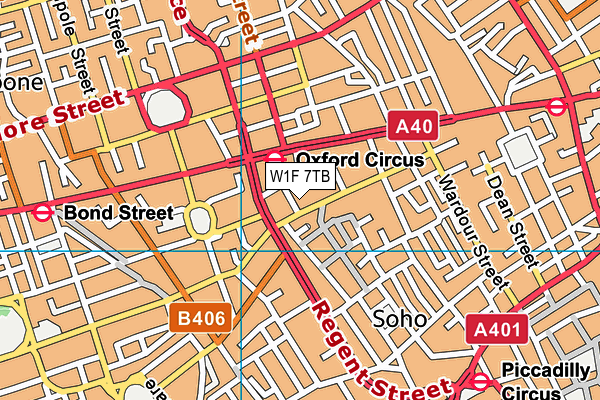 W1F 7TB map - OS VectorMap District (Ordnance Survey)