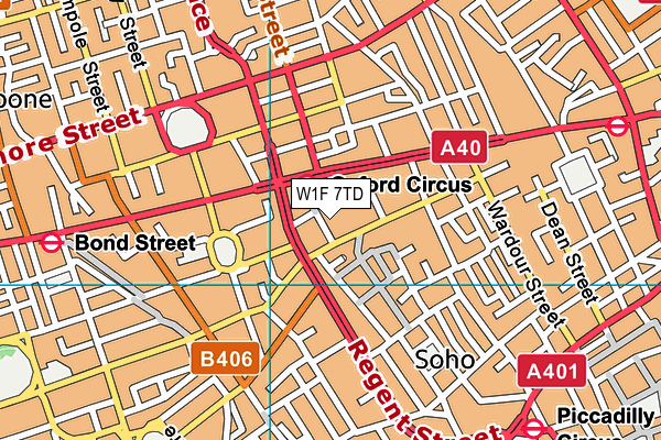 W1F 7TD map - OS VectorMap District (Ordnance Survey)