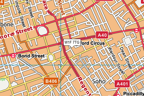 W1F 7TG map - OS VectorMap District (Ordnance Survey)