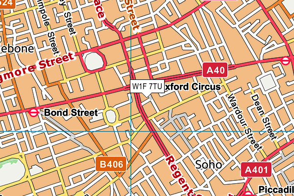 W1F 7TU map - OS VectorMap District (Ordnance Survey)