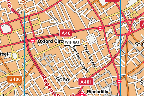 W1F 8AJ map - OS VectorMap District (Ordnance Survey)