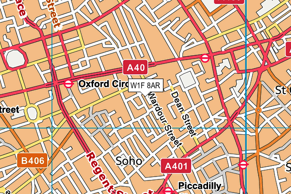 W1F 8AR map - OS VectorMap District (Ordnance Survey)