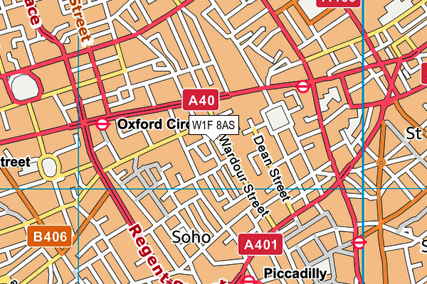 W1F 8AS map - OS VectorMap District (Ordnance Survey)