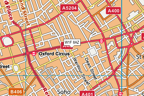 W1F 8AZ map - OS VectorMap District (Ordnance Survey)