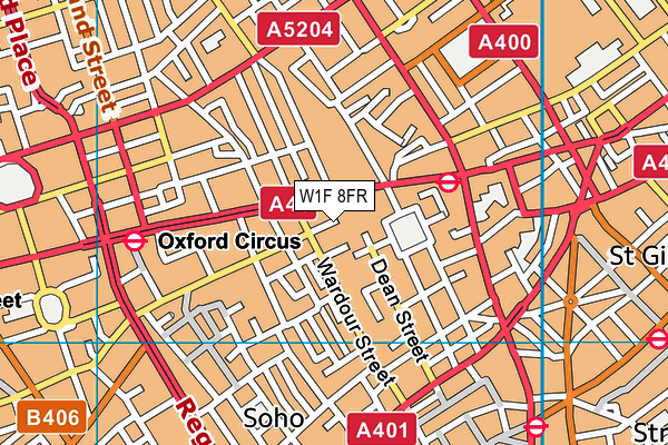 W1F 8FR map - OS VectorMap District (Ordnance Survey)