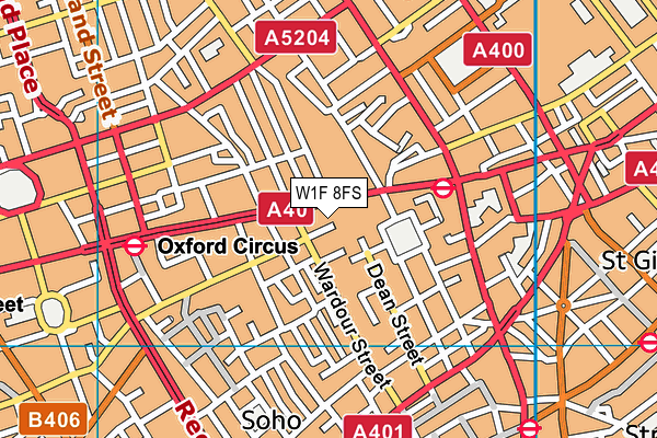 W1F 8FS map - OS VectorMap District (Ordnance Survey)