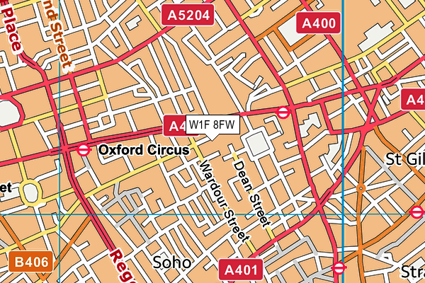 W1F 8FW map - OS VectorMap District (Ordnance Survey)
