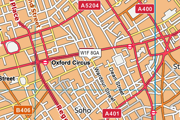 W1F 8GA map - OS VectorMap District (Ordnance Survey)