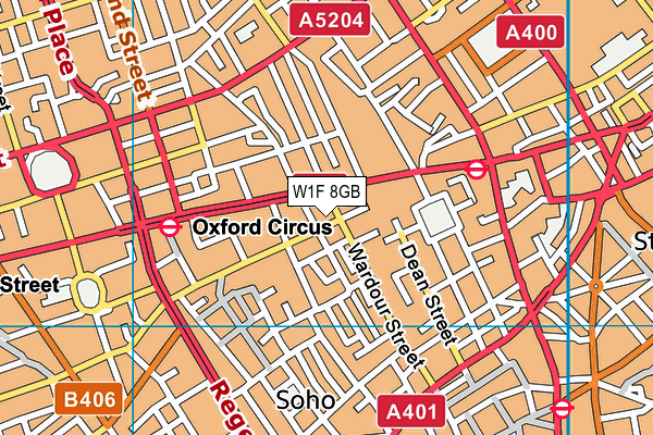 W1F 8GB map - OS VectorMap District (Ordnance Survey)