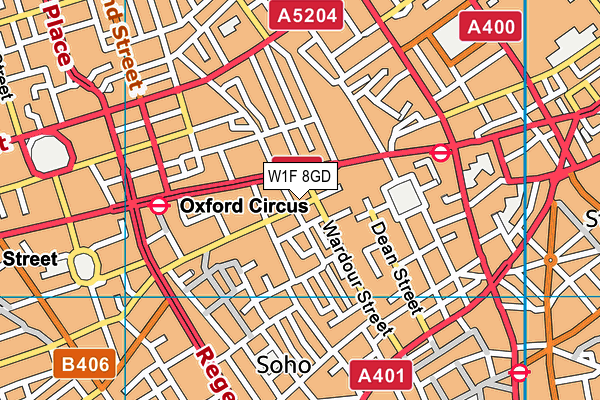 W1F 8GD map - OS VectorMap District (Ordnance Survey)