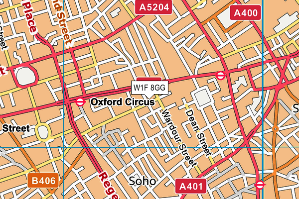 W1F 8GG map - OS VectorMap District (Ordnance Survey)